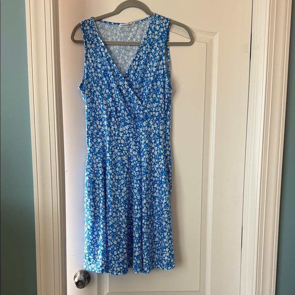 Chic Blue Floral Midi Dress